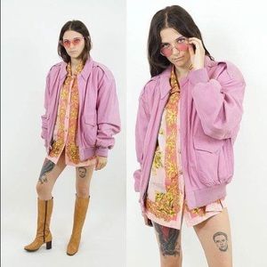 💕Paris Sports Club 80s Pink Suede Bomber Jacket💕